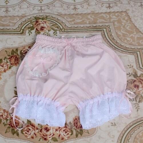 Sweet Womens Lolita Bloomer Elastic Waist Cosplay Shorts with Heart Shaped Pocket