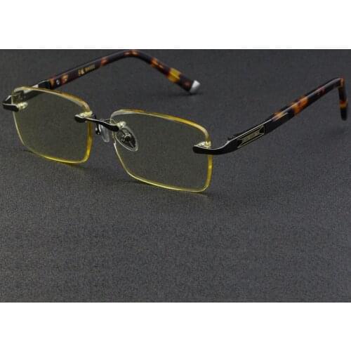 Rimless Glass Sunglasses Man Woman Natural Crystal Stone Sun Glasses Fashion Vintage Acetate Frame Rectangle Goggles Top Quality