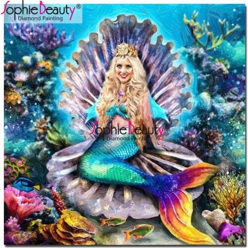 Sophie Beauty Diy Diamond Paintings Mermaid Princess Diamond Pattern rhinestones Needlework Diamond Mosaic Gift Home Decor 18955