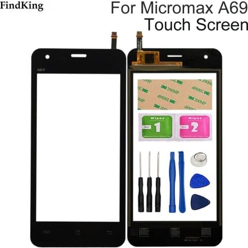 4.5'' Touch Screen Glass For Micromax A69 Front Touch Screen Glass Digitizer Panel Lens Sensor Flex Cable Free Adhesive