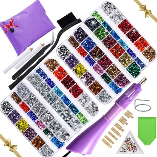 Hot Sale Multiple Combinations DMC Hot Fix Rhinestone Hotfix Applicator with 7 Tips Crystal Glass Rhinestone Iron-on Wand Strass