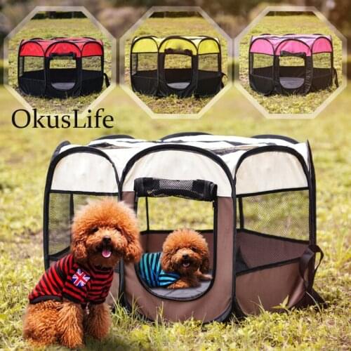 Outdoor Portable Foldable Dog Playpen Pet Crate Room Puppy Sleep Kennel Cat Cage Water Resistant Removable Mesh Shade Cover Case