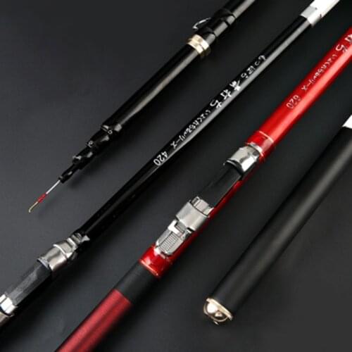 Ultra light super hard hollow rod 4.2m 5.2m 6.2m red black two color carbon front-end fishing rod telescopic feeder pole