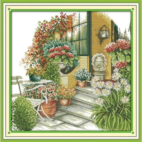 Everlasting Love The Leisurely Courtyard Chinese Cross Stitch Kits Ecological Cotton Stamped Printed DIY Christmas Decorations