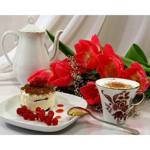 YIKEE diamond painting afternoon tea，cross stitch diamond,diamond mosaic paintings Y1143