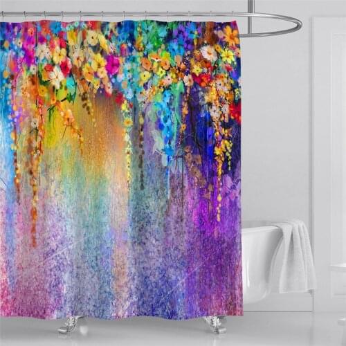 Flower Bathroom Curtain Flora Printed Shower Curtain Waterproof Polyester Fabric Bath Curtain for Bathroom Home Decor