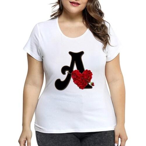 26 English alphabet Printed Women T-Shirt summer T-shirt ladies Harajuku Tops Tee Cute Short Sleeve female Tshirts Plus Size