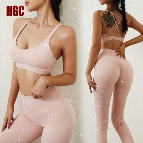 Yoga 2 Piece Women Sportwear Ins All Over The Sky Star Gilded Set Running Sports Bra Leggings And Top Fitness Suit Gym Clothes