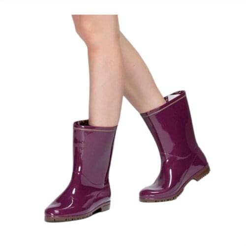SZY Fashion Rain Shoes Womens Middle Tube Rain Boots Antiskid Light PVC Rubber Water Shoes