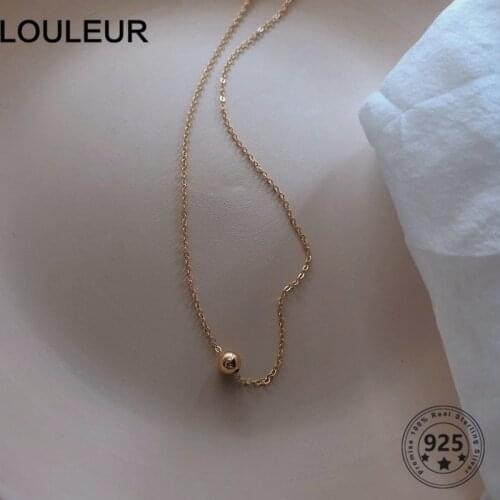 LouLeur Classic 925 Sterling Silver Necklace 14K Golden Bean Pendant Necklace For Women Girls Fine Jewelry Shiny Summer