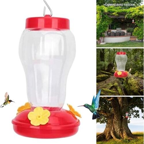 1pcs Plastics Bird Water Feeder Bottle Hanging Hummingbird Feeder Garden Outdoor Plastic Flower Iron Hook Bird Feeder