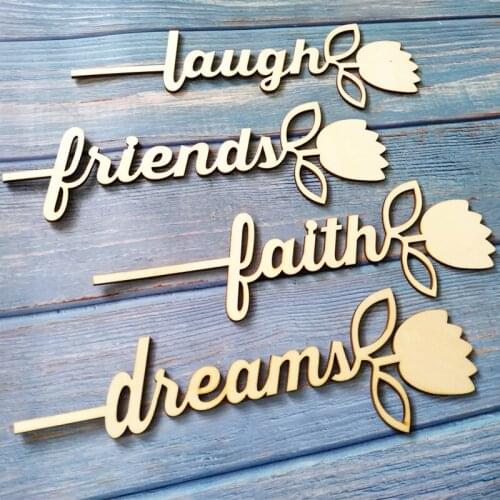 10pcs Friends Love Patience Faith Trust Blessed Dreams Laugh Goodness Family Wood Sign Flower Wedding Office Wall Decorations