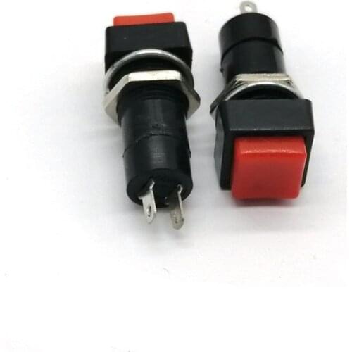 100PCS Push Button Switch PBS-12A ON-OFF Self-locking 250VAC 1A