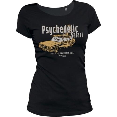 2019 Fashion Hot Damen T-Shirt - Psychedelic Safari - Station Wagon American Classic Car Fans Hot Rod Surf Tee shirt