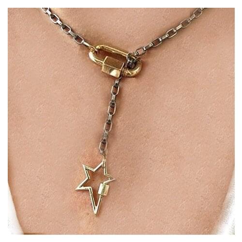 2020 Statement Gothic punk chunky black box chain Screw Lock Clasps Charms For Pendant Necklace DIY charms necklaces for women