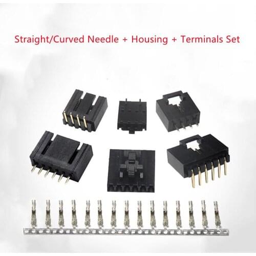 50Set/1LOT MX2.54mm Dupont Connector with Belt Buckle Single Row Straight/Curved Needle + Housing + Terminals 2 3 4 5 6 7 12Pin