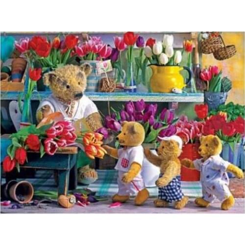 5D Diy Diamond Painting Cute Three Bears Cross Stitch Full Square Embroidery Mosaic Pictures Bedroom Decoration Gift XN1366