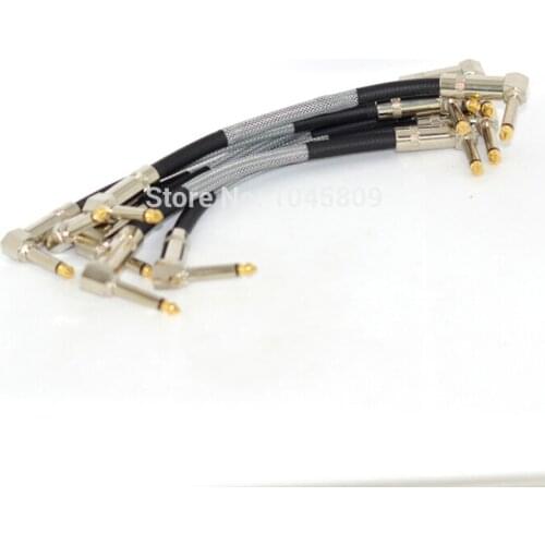 6 X Guitar Cables Guitar Effect Pedal Instrument Braided Patch Cable1/4-Inch 6.35mm Gold Right-angle Plug 8 Inch