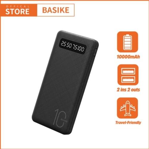 BASIKE PT69P Power Bank 10000mAh LED Display Portable Powerbank External Battery Poverbank Spare Battery for huawei xiaomi iphon