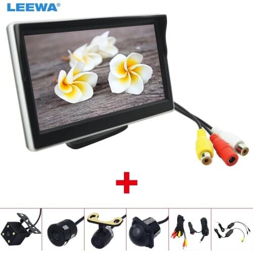 LEEWA 5" LCD TFT Stand-alone Monitor With Rear View Backup Camera RCA Video Rearview System 2.4G Wireless & Cigarette Lighter