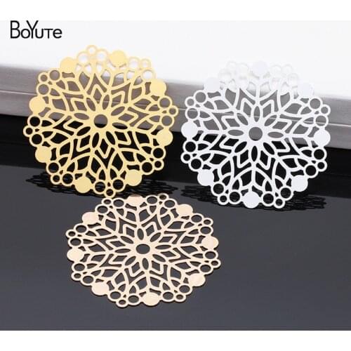 BoYuTe (5 Pieces/Lot) Metal Brass 48MM Big Filigree Flower Pendant Diy Hand Made Pendant Jewelry Accessories