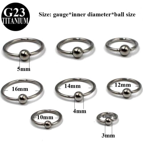 CHUANCI 2 PCS G23 Solid Titanium Circular Bead Ring Closer Ring Nose Ring Earring Labret Tragus Body Piercing Jewelry