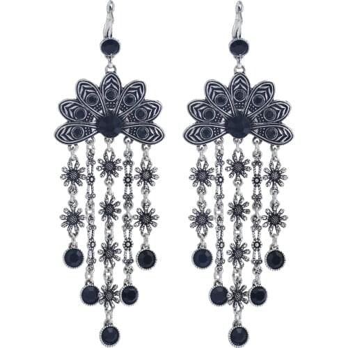 Ethnic Rhinestone Peacock Earrings For Women Bohemia Vintage Crystal Animal Long Earrings pendientes Holiday Party Jewelry