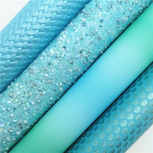 Flowers Printed Glitter Leather, Lace Mesh Glitter, Dots Printed Faux Fabric For Bow A4 21x29CM Twinkling Ming KM071