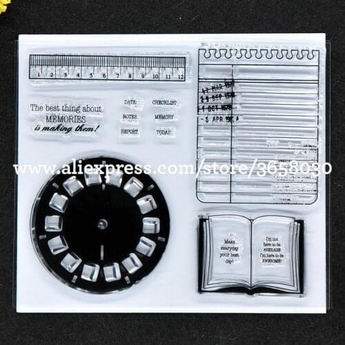 DATE NOTES REPORT CHECKLIST MEMORY Scrapbook DIY photo cards rubber stamp clear stamp transparent stamp 10.5x12.5cm 8101539