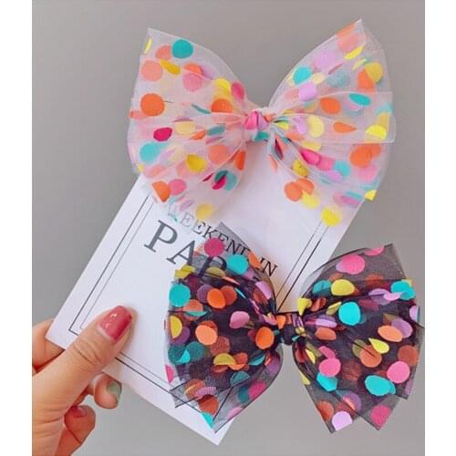 Cheer Bow Dot Bow Baby Hair Clips Lovely Sweet White Black Lace Metal Princess Hairpin For Girls Childern Kids Hair Accessories