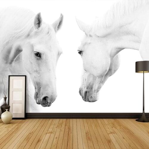 Custom Large Mural White Horse Photography Background Photo Wall Painting Living Room Sofa Bedroom Backdrop Wallpaper Home Decor
