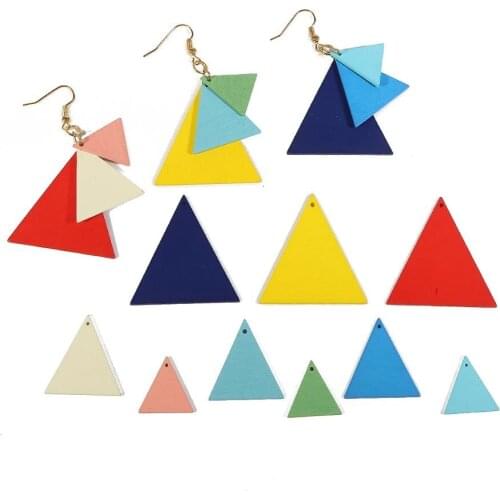 Hot Sale Wooden Triangle Earrings Popular Handmade Retro Geometric Earrings Girls Fashion Jewelry Accessories