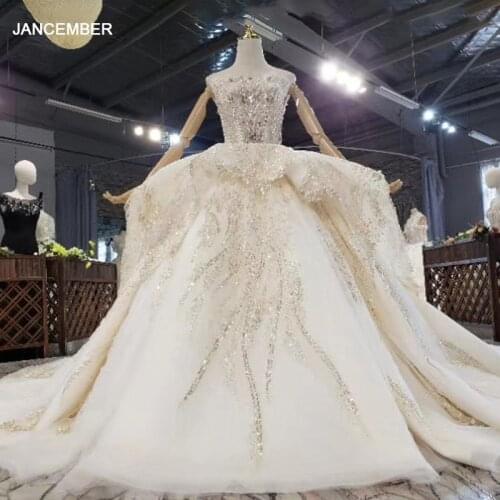 HTL1618 Champagne Lead Yarn Extremely Luxurious With Gemstone Sequins Wedding Dress 2020 Strapless With Sleeveless gelinlik