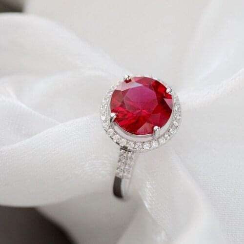 Authentic 925 Sterling Silver Inlaid Artificial Ruby Trendy Style Creative Opening Adjustable Ring Women Party Fine Jewelry Gift