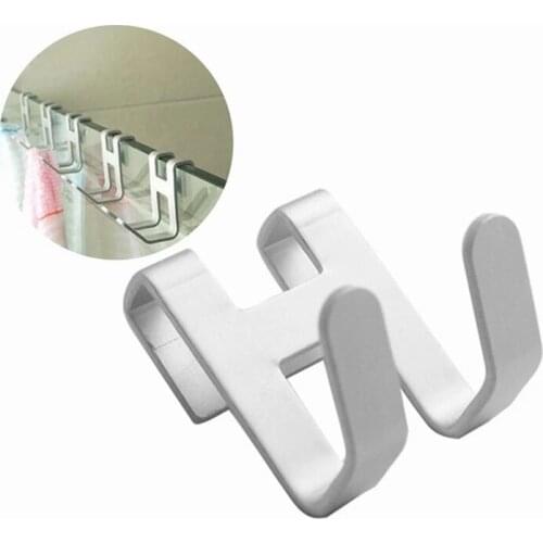 Space Aluminum Metal Shower Frameless Glass Door Hook Free Hole Towel Rack Hanger Key Holder Clothes Bathroom Organizer