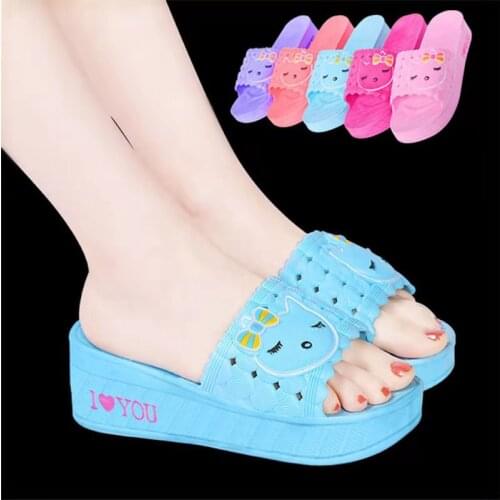 Sweet Thick Soled Womens Slippers Beautiful for Girl Summer Shoes