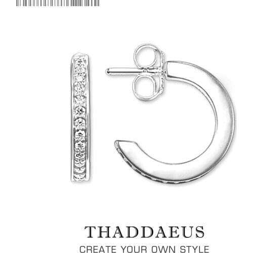 Creole Hinged Hoop Earrings Moon,Europe Style Glam Trendy Fashion Good Jewerly For Women,2017 Gift In 925 Sterling Silver