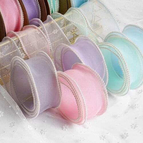 4cm Pearl Edge Crows Feet Ribbons Handmade Gift Wrap Party Wedding Decorative Band for Sewing Lace Trim Waist Band Accessory