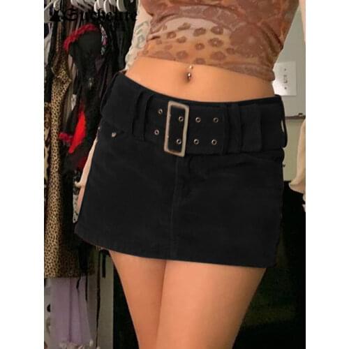 SUCHCUTE Vintage Corduroy Womens Mini Skirt With Sashes 2020 Streetwear E Girl Party 90s Outfits High Waist Short Skirts