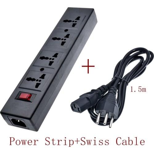 Multifunction Switzerland 250v 13a 1.5m 4 jack EU Universal power Strip PDU IEC320 C14 Outlet adaptor cord Socket