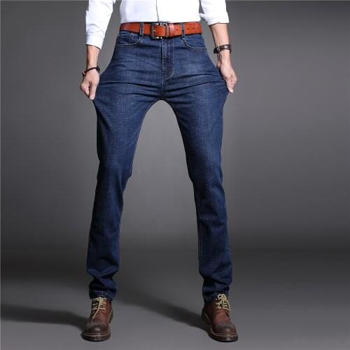 2021 New Thicken Denim Jeans Mens Clothing Cotton Stretch Straight Mens Jeans Pants Smart Casual personality Simplicity