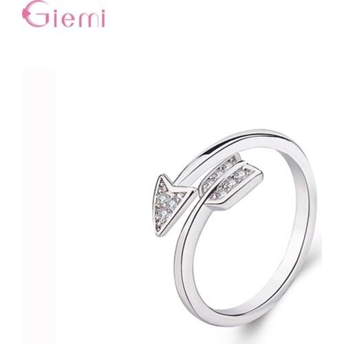 New Arrival 925 Sterling Silver Engagement Rings For Women Decoration Size Adjustable Trendy Style Arrow Shape CZ Crystal