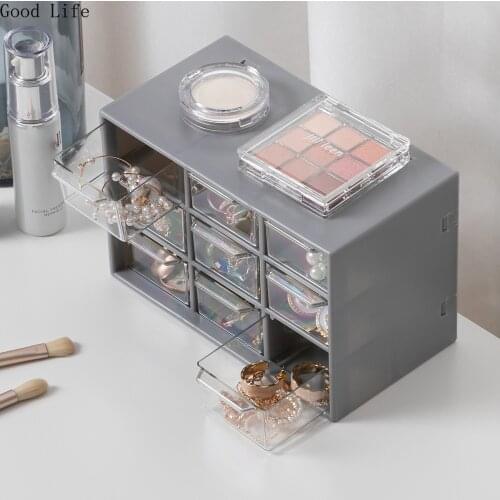 9 Grid Hand Account Tape Transparent Drawer Type Desktop Storage Organizer Home Office Stationary Storage Box
