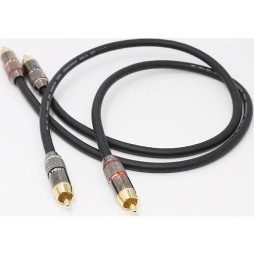 Pair RCA Interconnect Cable Hifi Audio Signal Wire with 24K Gold Plated HI End RCA Connector