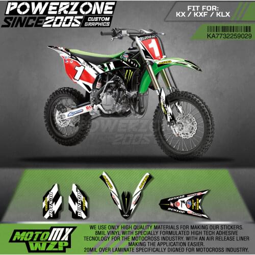 PowerZone Custom Team Graphics Decals 3M Stickers Kit For Kawasaki Sticker Decal 2014-2019 KX85 KX100 29