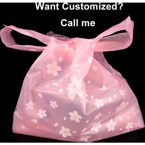 Plastic Gift Bags Sakura Fruit Design Plastic Shopping Bags With Handle Supermarket Vegetable BagCake Bag Can Be Customized Logo