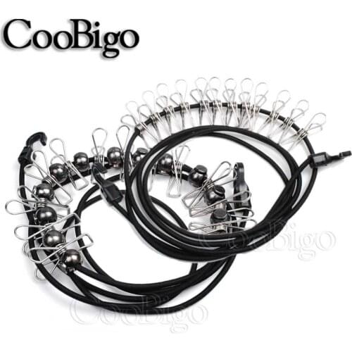 Portable Outdoor Travel Windproof Clothesline Drying Rack 12 Clothing Clip Socks Underwear Holder Hanging Bungee Tie Shock Cord