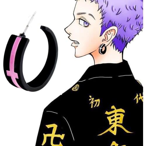 Tokyo Revengers Stud Earrings Women Anime Takashi Mitsuya Earing Cross Eardrop Woman Creative Fashion Japanese Alloy Kolczyki