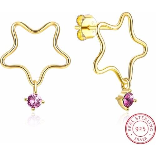 LEKANI 925 Sterling Silver Star Shaped Mild Luxury Crystal From Swarovski 925 Sterling Silver Stud Earring Anniversary