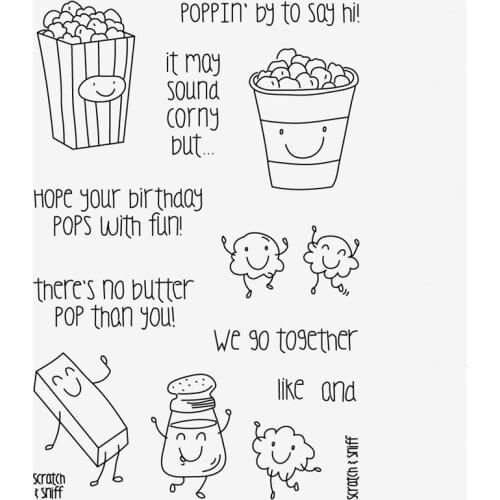 Cute Popcorn Transparent Clear Silicone Stamp/Seal for DIY scrapbooking/photo album Decorative clear stamp sheets HEM12
